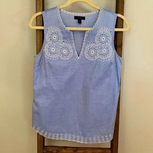 J. Crew Cotton Sleeveless Embroidered Top | Size 0